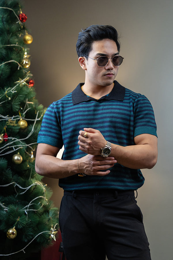 Textured short sleeve polo shirt